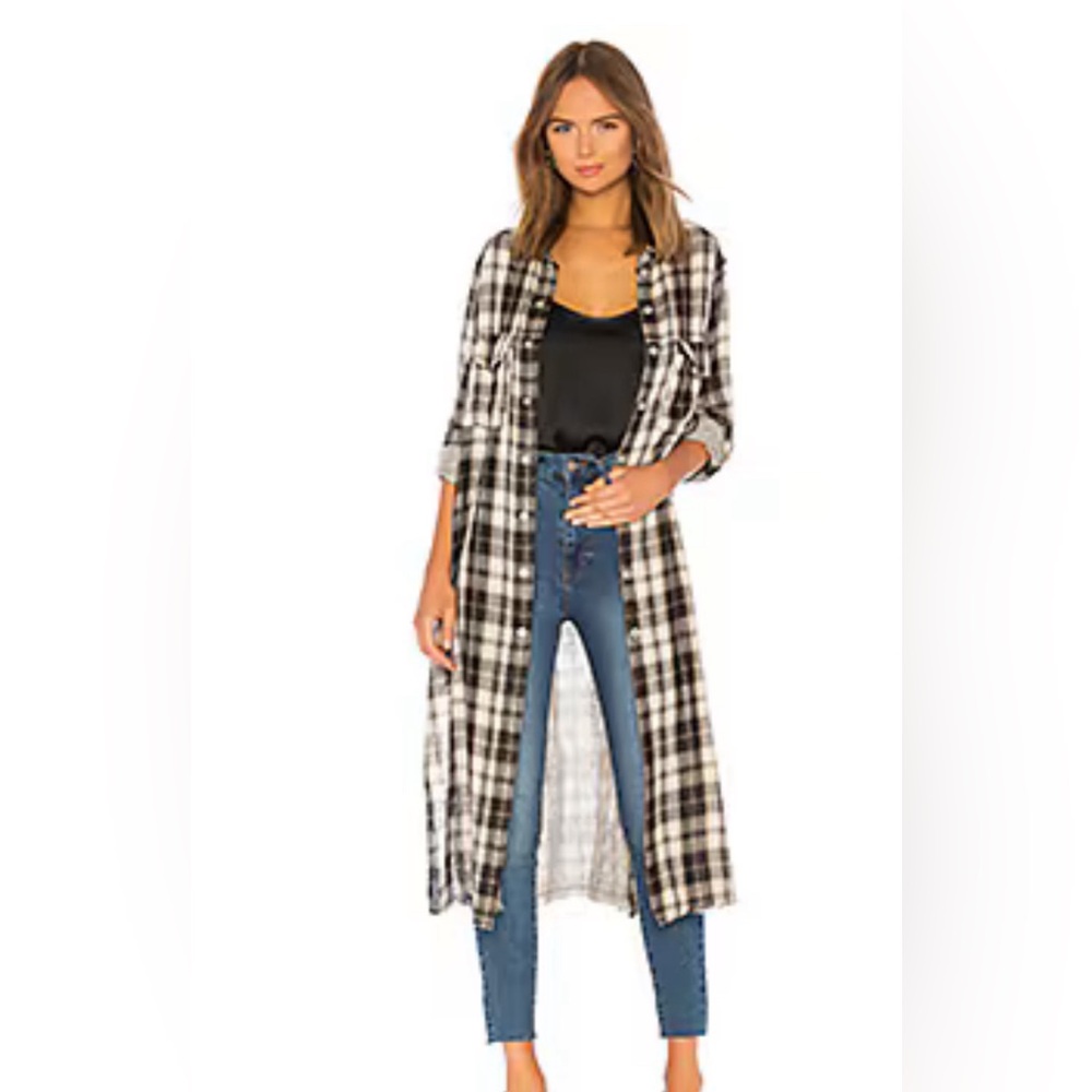💖💖 SANCTUARY Flannel Snap-Front Long Sleeve Shirt Duster Size L